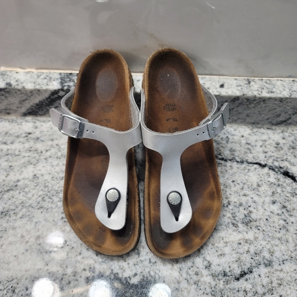 Birkenstock Gizeh Thong Sandals Birko-flor- G Pearl Silver Womens Size 34 - Picture 4 of 6